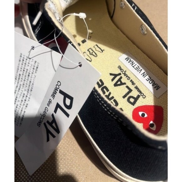 Converse x Comme des Garcons Large Emblem Low Top Canvas Sneakers in Black 11 - Picture 9 of 15